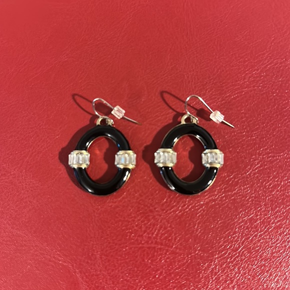 Cache Earrings in Black & Gold w. Diamonds on both sides, Excellent Condition - Picture 2 of 5